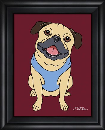 Framed Pug Fawn Print
