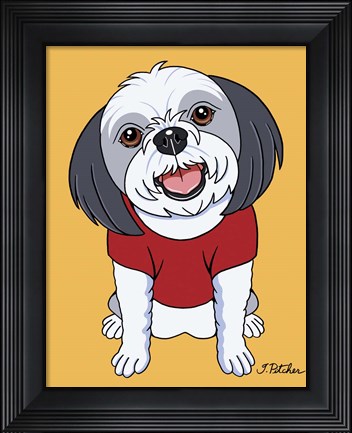 Framed Shih Tzu Gray Print