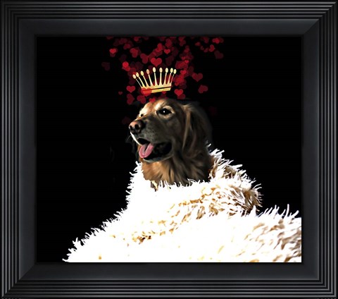 Framed Royal Love Pup - Golden Retriever Print