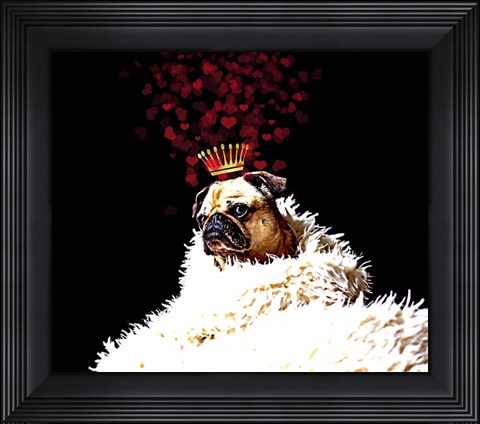 Framed Royal Love Pup - Pug Print