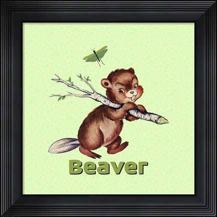 Framed Cute Baby Beaver Print