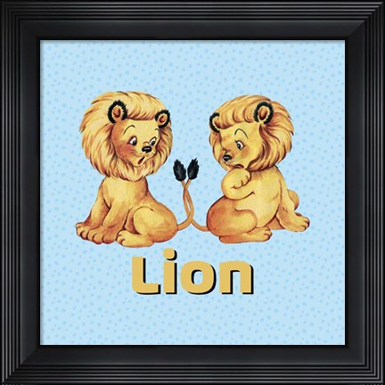Framed Cute Baby Lions Print