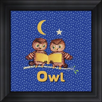 Framed Cute Baby Owls Print