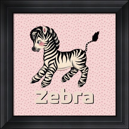 Framed Cute Baby Zebra Print