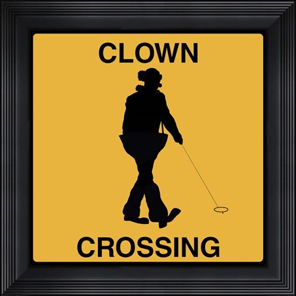 Framed Clown Crossing Print