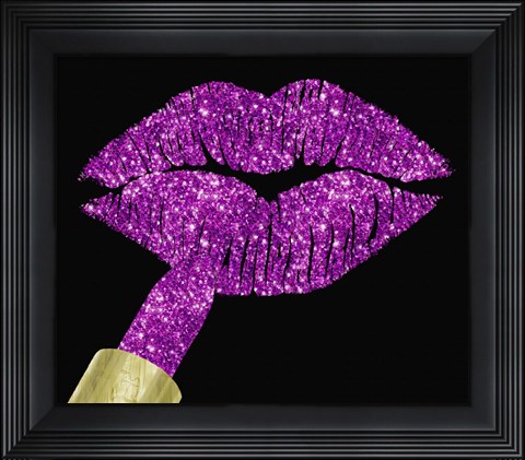 Framed Pink Glitter Lipstick Print