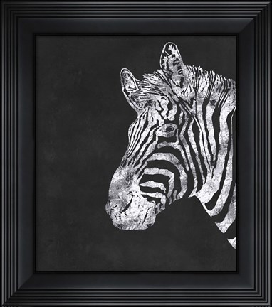 Framed Silver Zebra Print