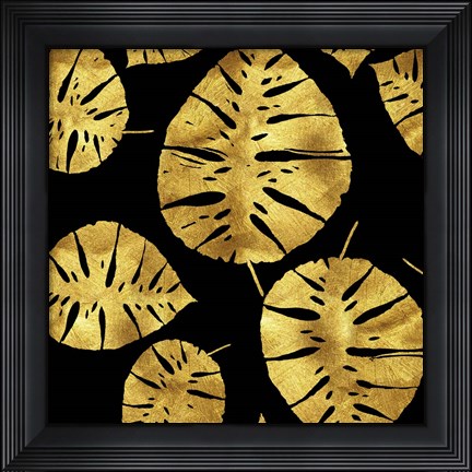 Framed Tropiques dores Noir Print
