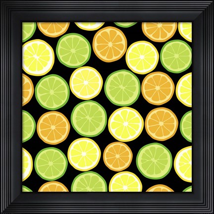 Framed Citrus on Black Print