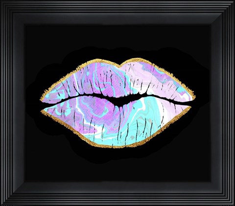 Framed Marble and Gold Lips Print