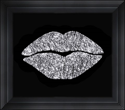 Framed Silver Glitter Kiss Print