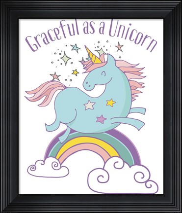 Framed Graceful As A Unicorn Tee Print
