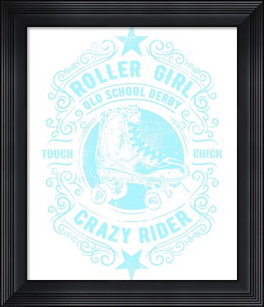 Framed Roller Girl Aqua Tee Print