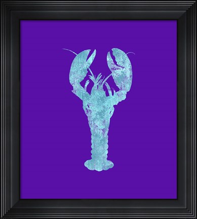 Framed Sponge Lobster Aqua Print