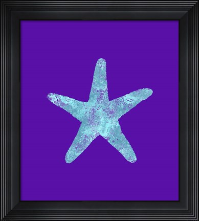 Framed Sponge Sea Star Aqua Print