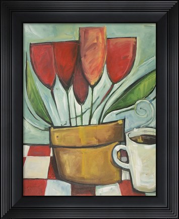 Framed Tulips And Coffee Reprise Print