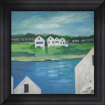 Framed Settlement By Lake Print