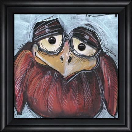 Framed Square Bird 1b Print