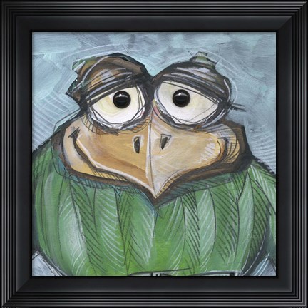 Framed Square Bird 2b Print