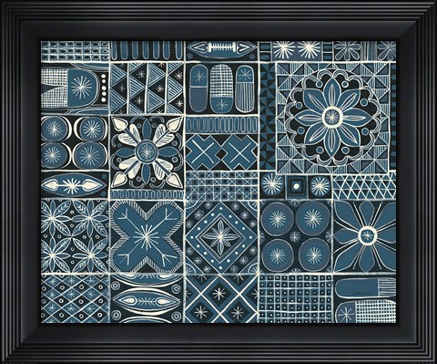 Framed Adire VII Cream Print