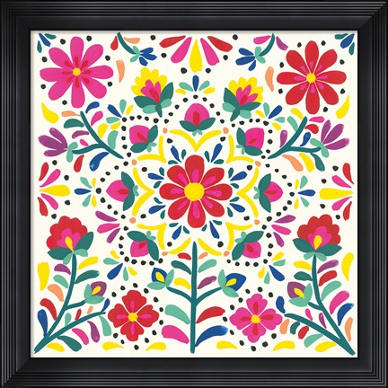 Framed Floral Fiesta White II Print