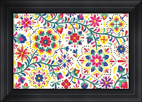 Framed Floral Fiesta White I Print
