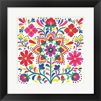 Framed Floral Fiesta White III Print