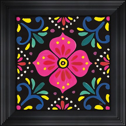 Framed Floral Fiesta Tile IX Print