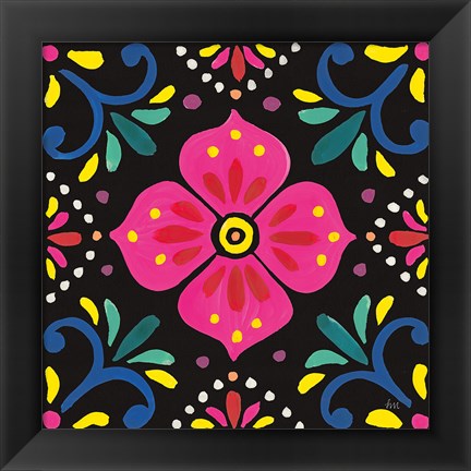 Framed Floral Fiesta Tile IX Print