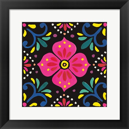 Framed Floral Fiesta Tile IX Print