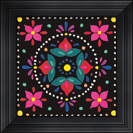 Framed Floral Fiesta Tile VIII Print