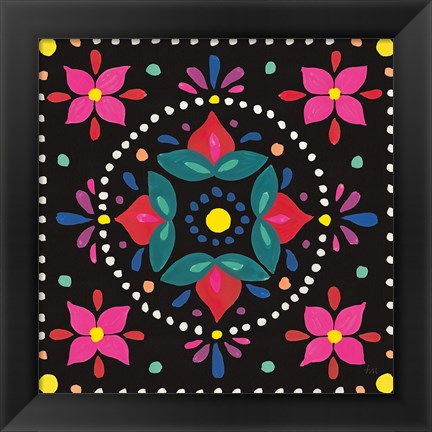 Framed Floral Fiesta Tile VIII Print