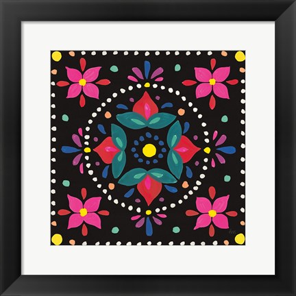 Framed Floral Fiesta Tile VIII Print