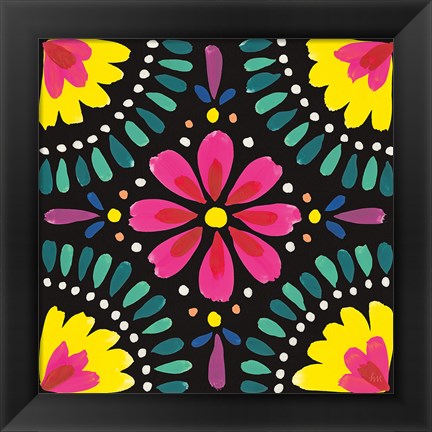 Framed Floral Fiesta Tile X Print