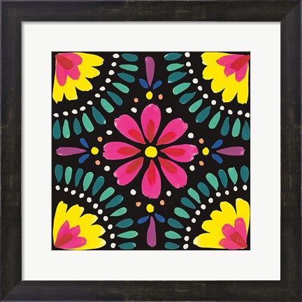Framed Floral Fiesta Tile X Print