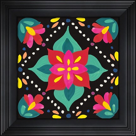 Framed Floral Fiesta Tile XI Print