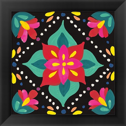 Framed Floral Fiesta Tile XI Print