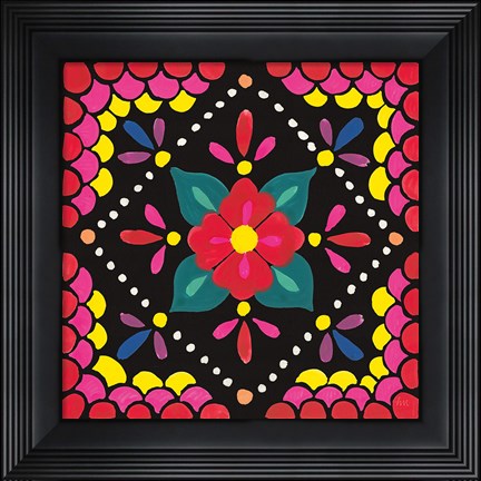 Framed Floral Fiesta Tile IV Print