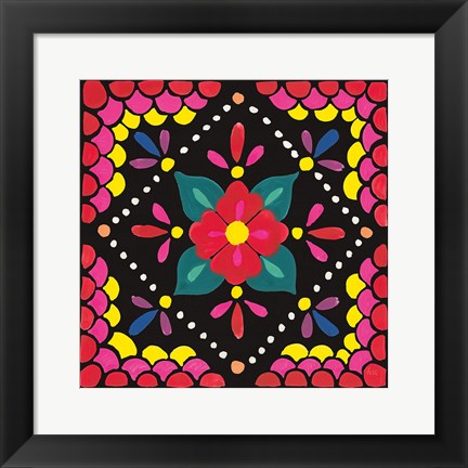 Framed Floral Fiesta Tile IV Print