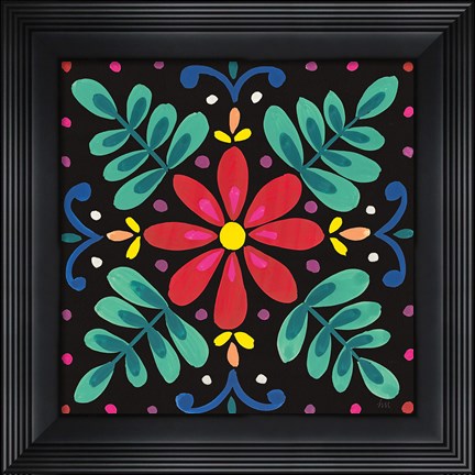 Framed Floral Fiesta Tile VI Print