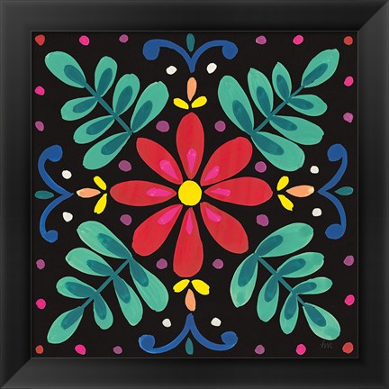 Framed Floral Fiesta Tile VI Print