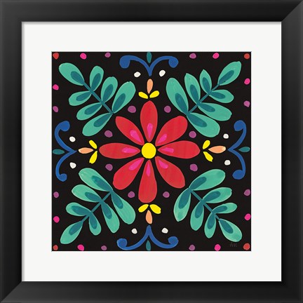 Framed Floral Fiesta Tile VI Print