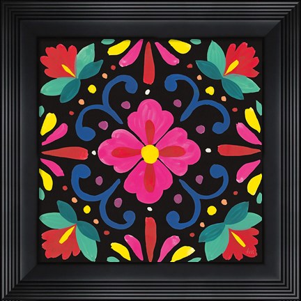 Framed Floral Fiesta Tile VII Print