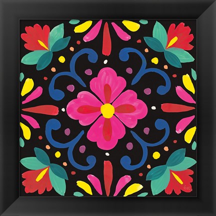 Framed Floral Fiesta Tile VII Print