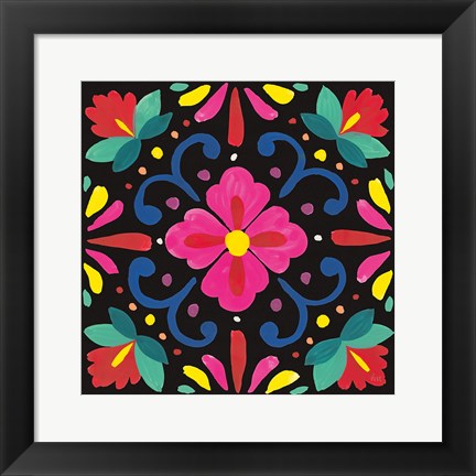 Framed Floral Fiesta Tile VII Print