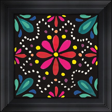 Framed Floral Fiesta Tile II Print
