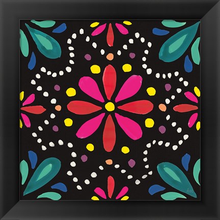 Framed Floral Fiesta Tile II Print