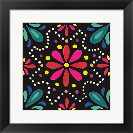 Framed Floral Fiesta Tile II Print