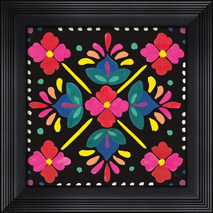 Framed Floral Fiesta Tile I Print