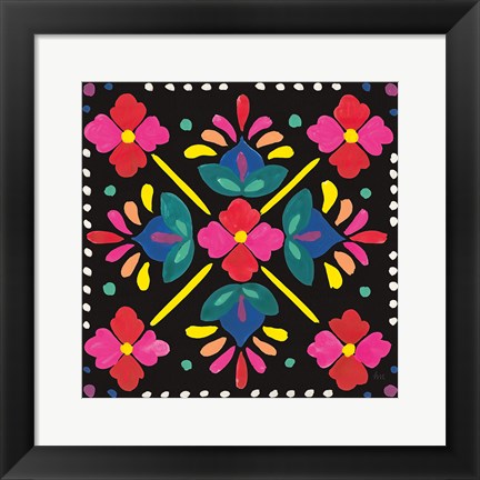 Framed Floral Fiesta Tile I Print